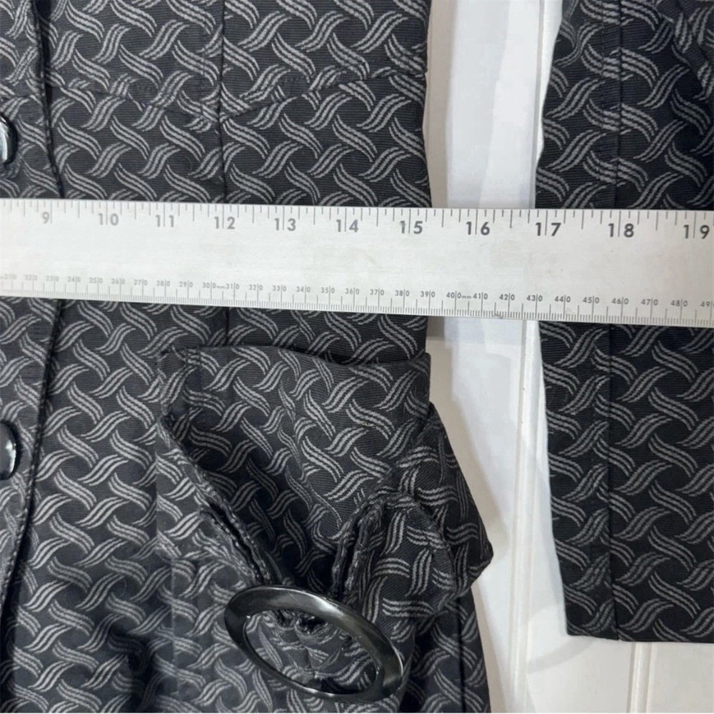 Custo Barcelona Women's Coat 6 Geometric Woven Black Trench Jacket Art‎ to Wear - Picture 4 of 9
